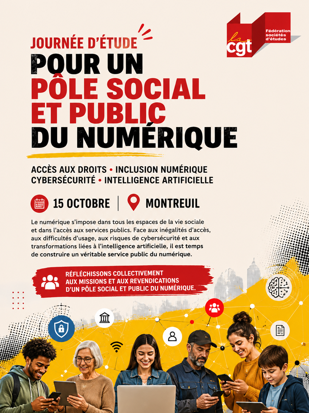 Visuel illustrant la mobilisation de la Fédération CGT des Sociétés d’Études
